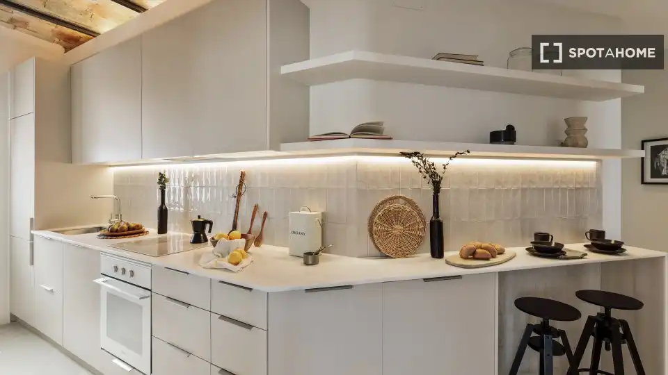 Cocina de Piso de alquiler en Barcelona con Aire acondicionado, Calefacción y Amueblado