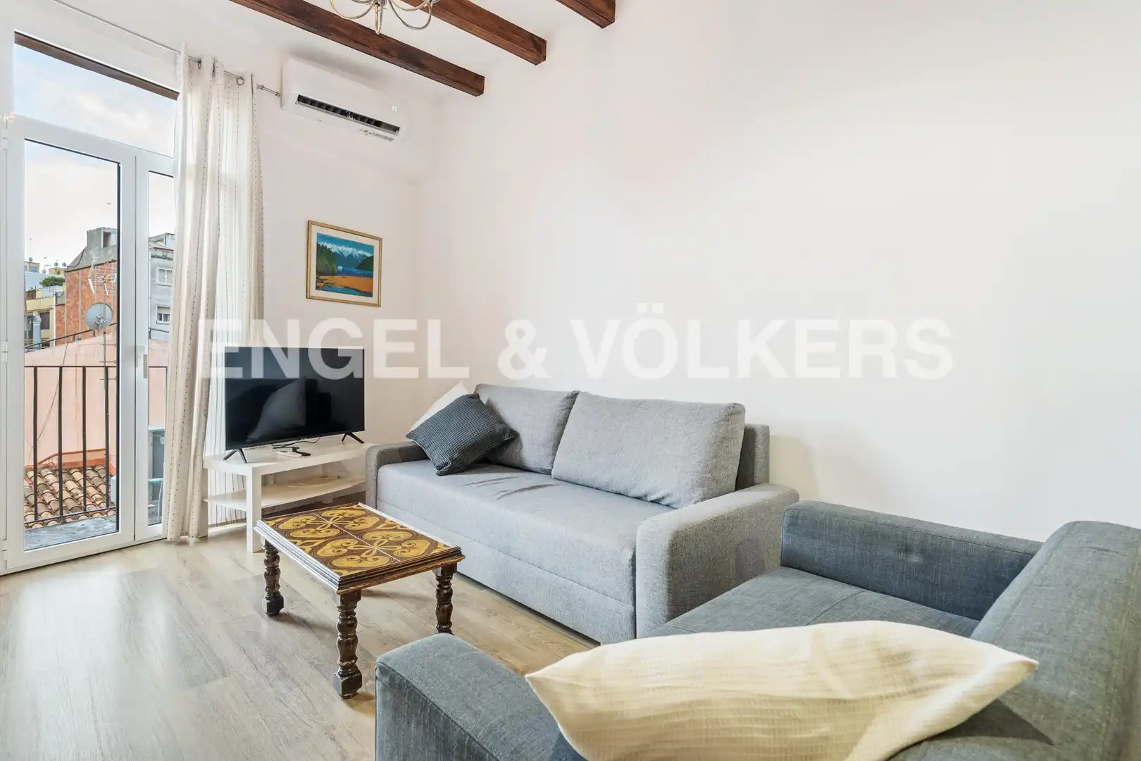 Sala de estar de Piso de alquiler en  Barcelona Capital con Aire acondicionado, Calefacción y Parquet