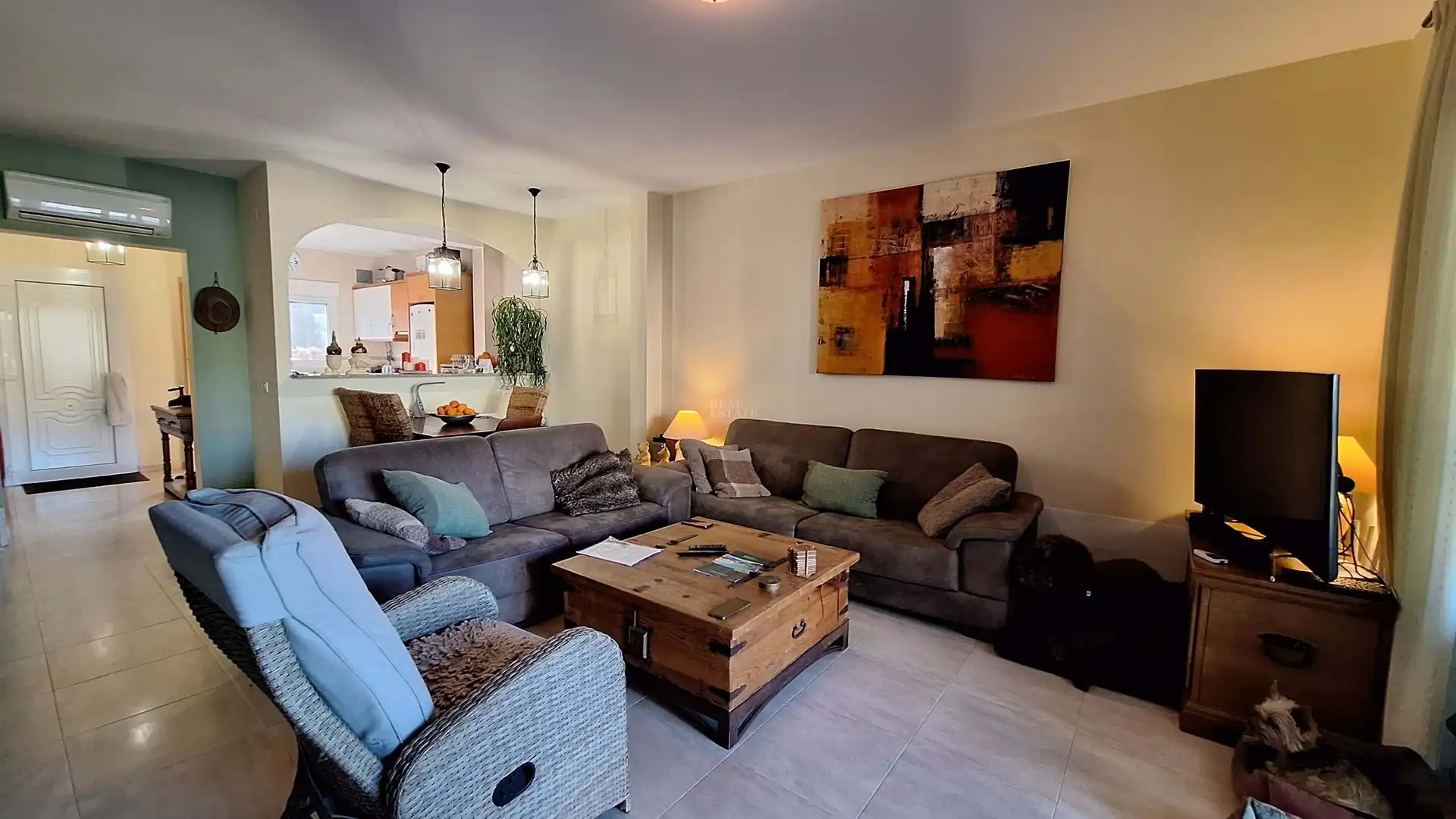 Living room of Detached homes for sale in El Ràfol d'Almúnia  with Air Conditioner, Terrace and Swimming Pool