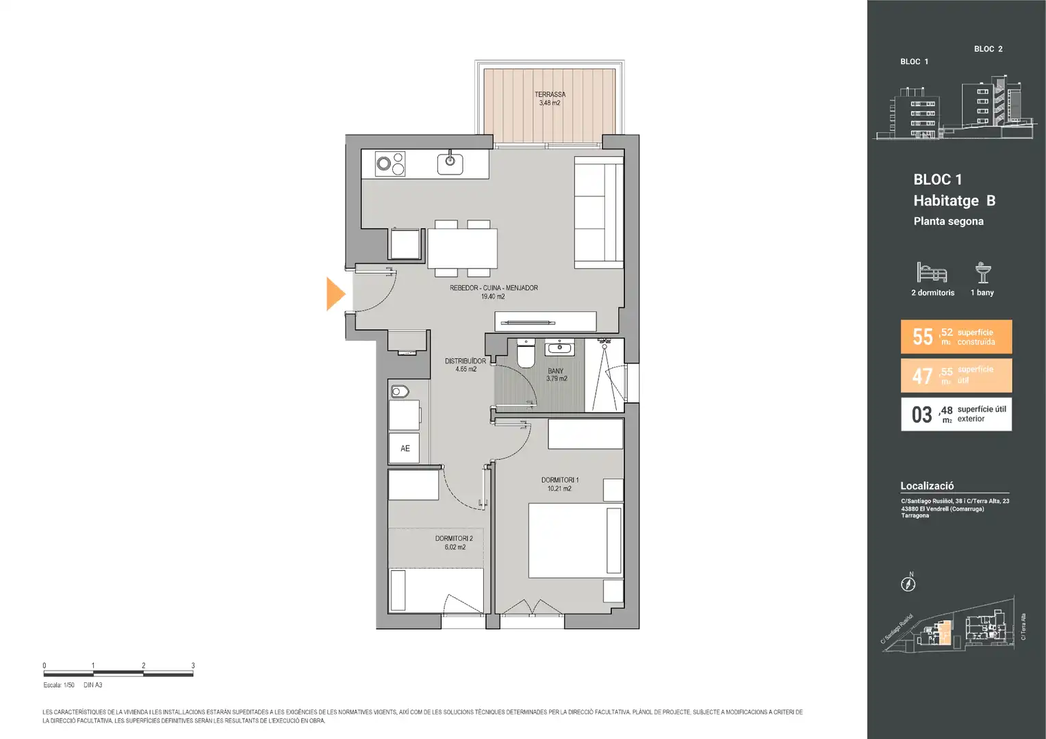 Appartamento di nuova costruzione con terrazza in vendita a Carrer Santiago Rusiñol 38, imagen 5