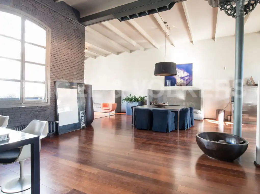 Wohnzimmer von Loft zur Miete in Barcelona mit Klimaanlage, Heizung und Parkett