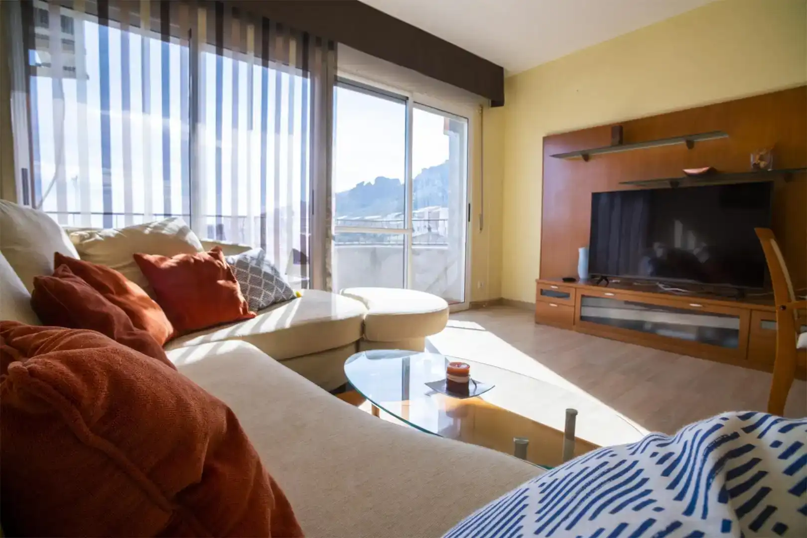 Living room of Flat for sale in Mas de Barberans  with Air Conditioner, Parquet flooring and Furnished