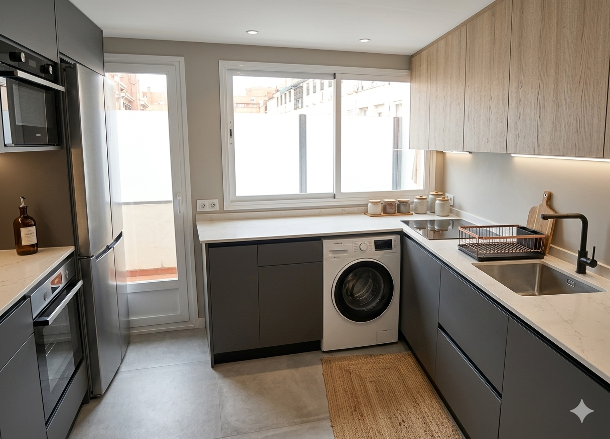 Kitchen of Flat for sale in  Madrid Capital  with Air Conditioner, Heating and Terrace