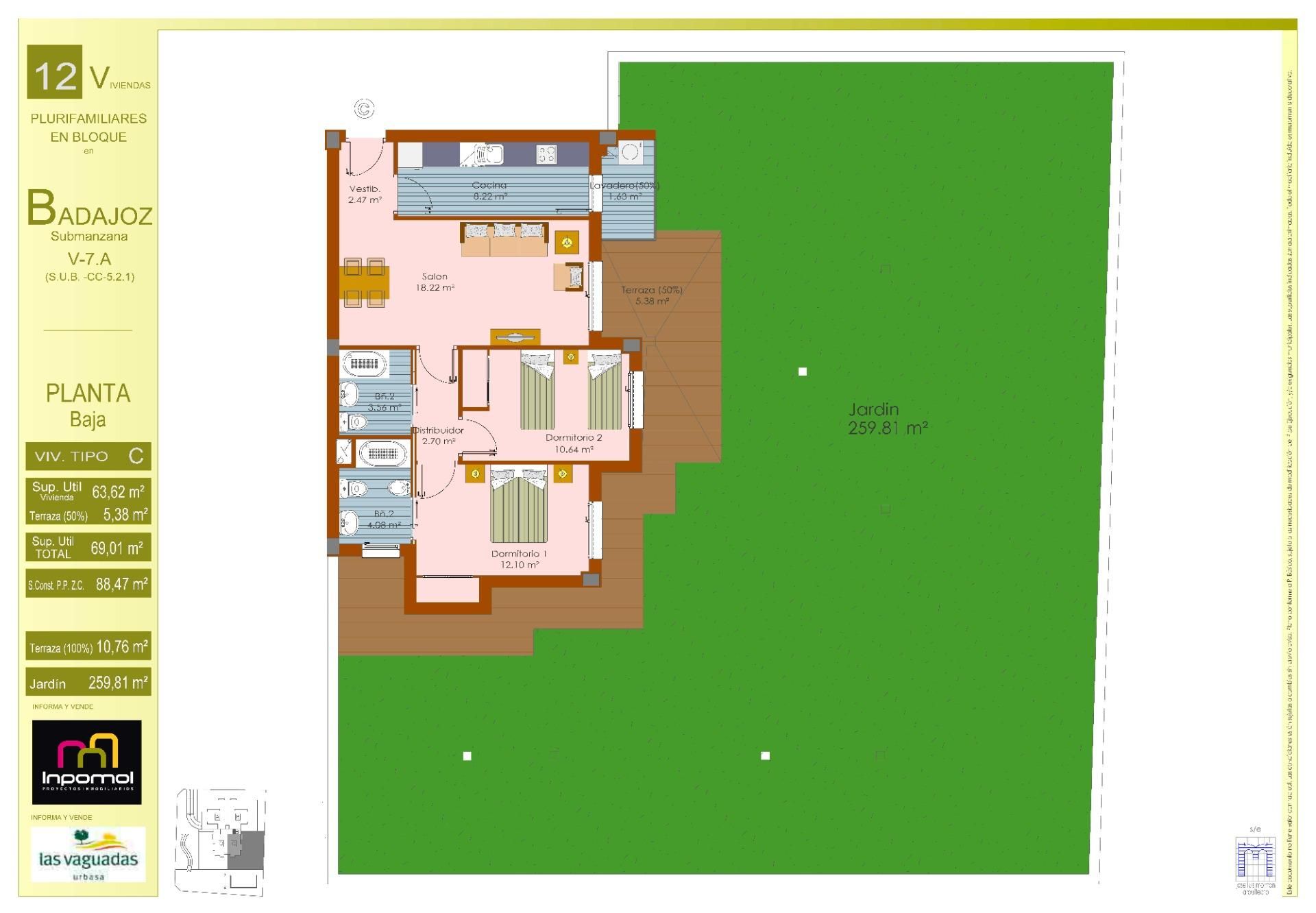 Apartment for sale in Badajoz Capital  with Air Conditioner, Heating and Private garden