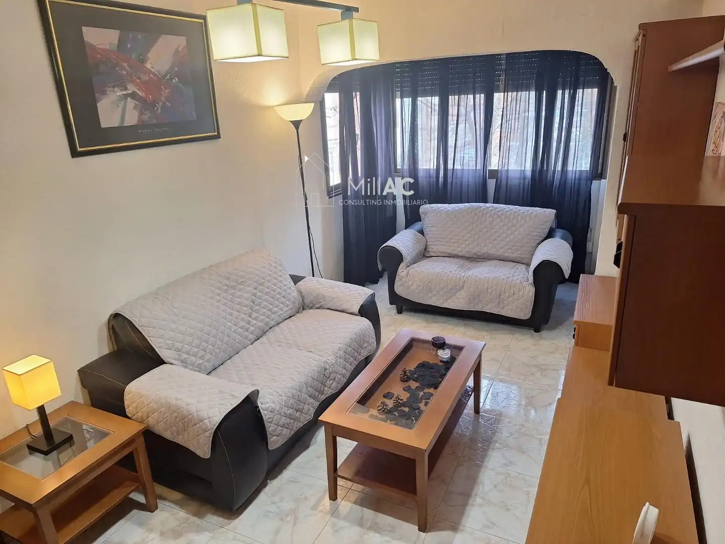 Living room of Flat for rent in Madrid  with Air Conditioner, Heating and Furnished