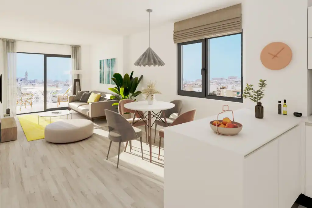 Sala de estar de Apartamento en venta en Málaga con Aire acondicionado, Terraza y Piscina
