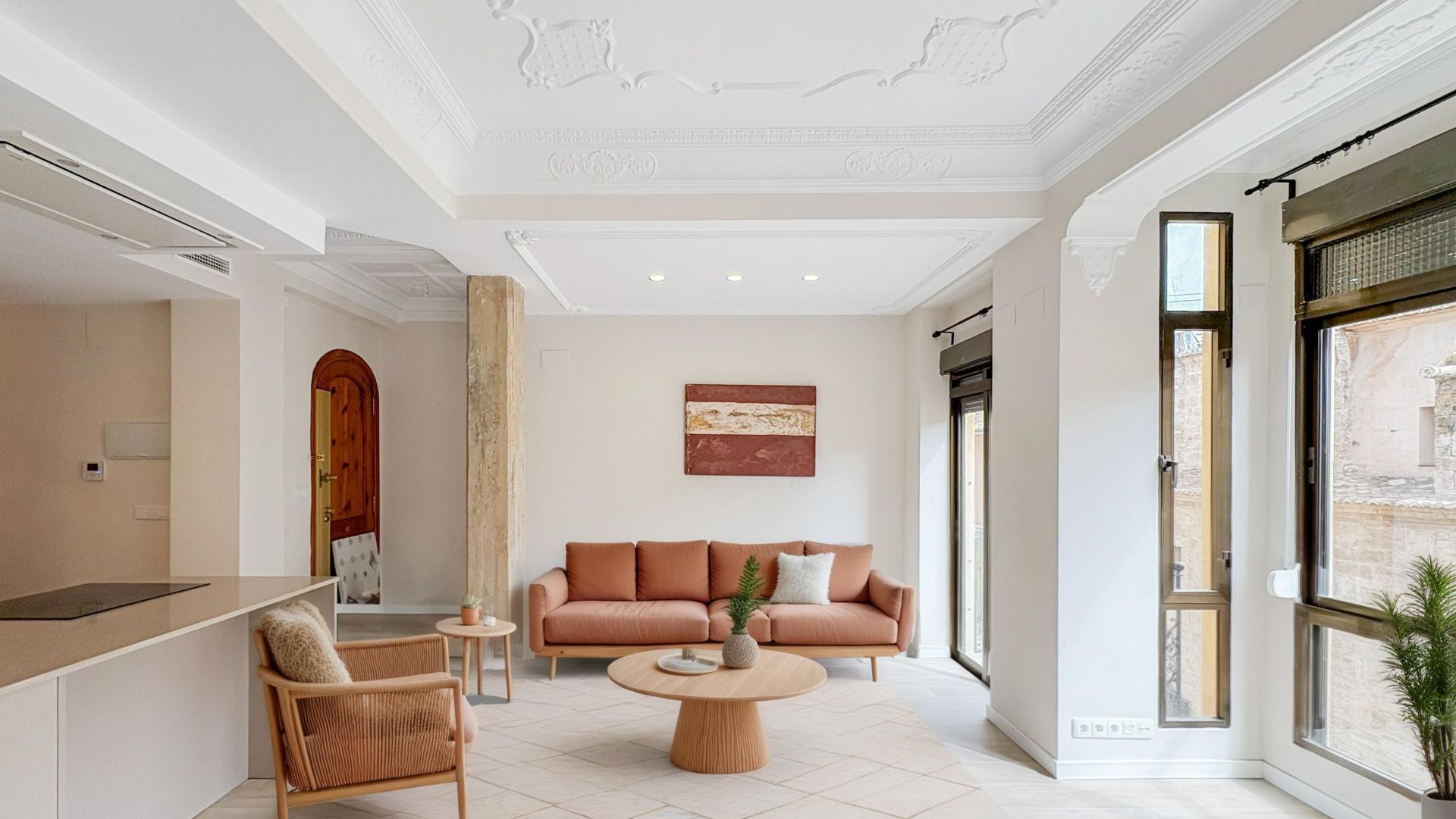 Living room of Flat to rent in  Valencia Capital  with Heating, Terrace and Furnished