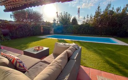 Swimming pool of Single-family semi-detached for sale in Girona Capital  with Heating, Private garden and Parquet flooring