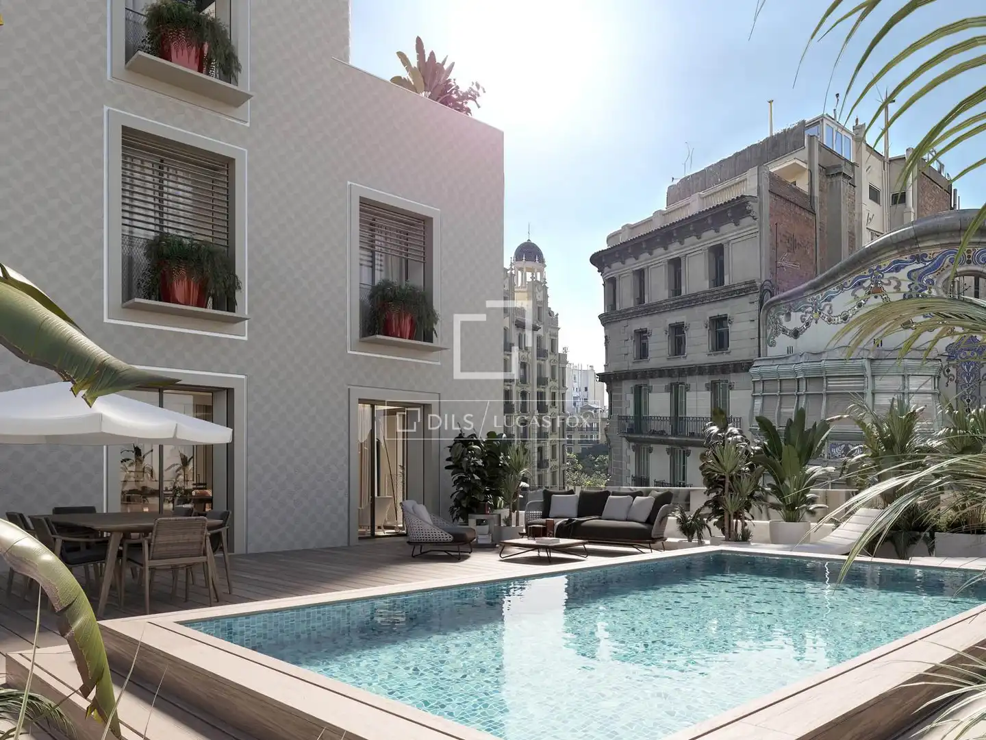 Vista exterior de Piso en venta en Barcelona con Aire acondicionado, Terraza y Piscina
