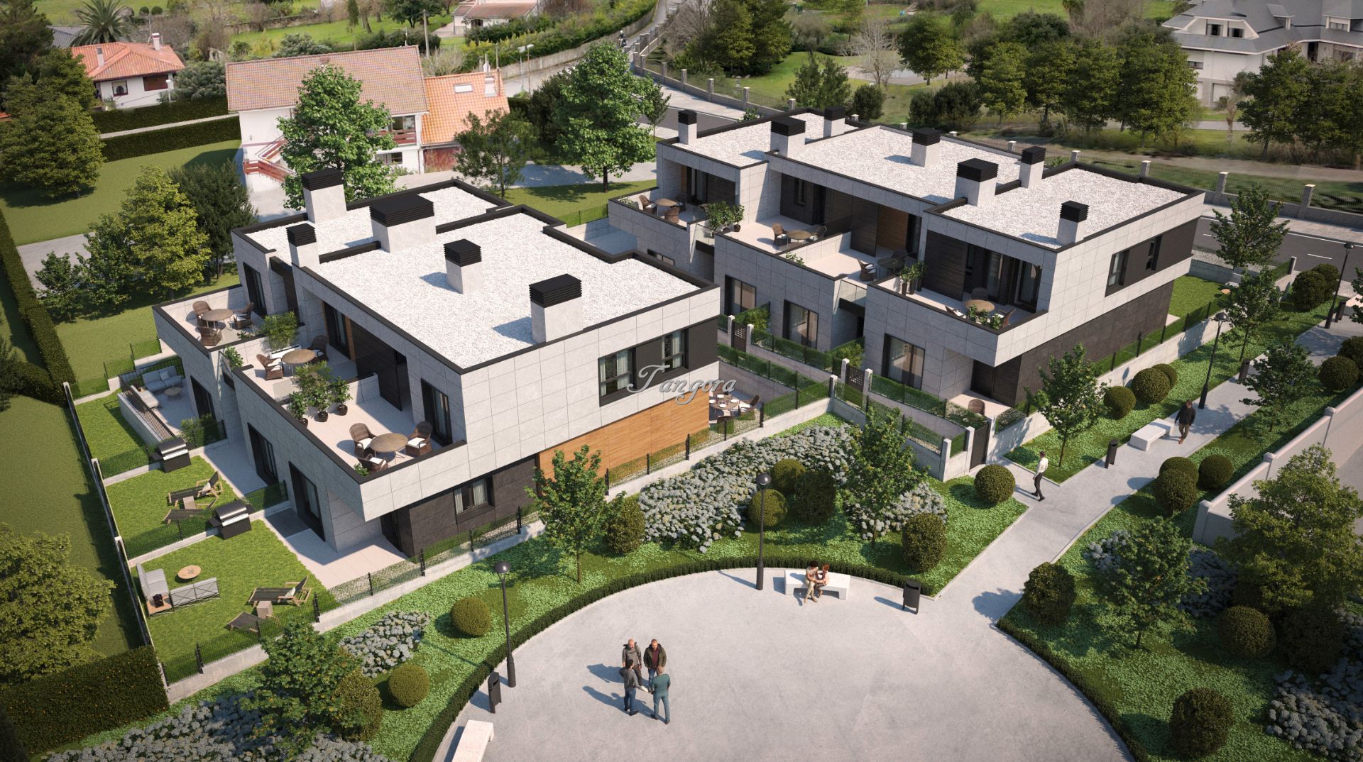 Vista exterior de Casa adosada en venda en Berango amb Calefacció, Jardí privat i Parquet