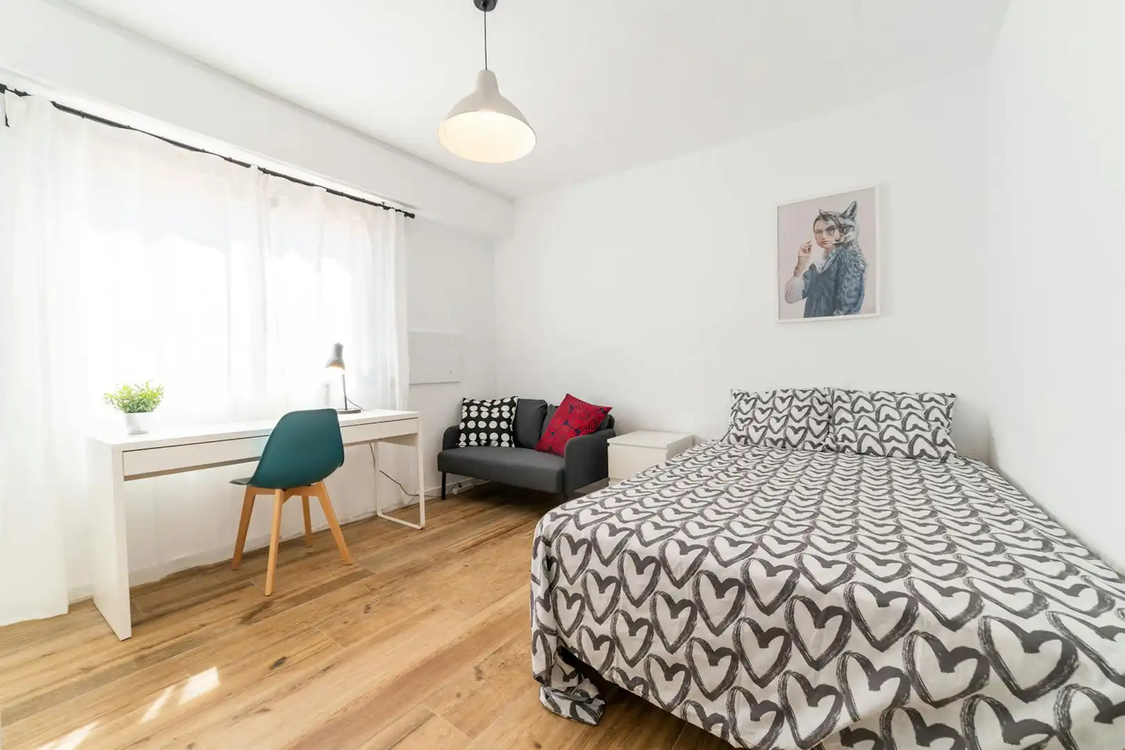 Schlafzimmer von Wohnung zur untervermieten in Valencia mit Möbliert, Waschmaschine und Internet