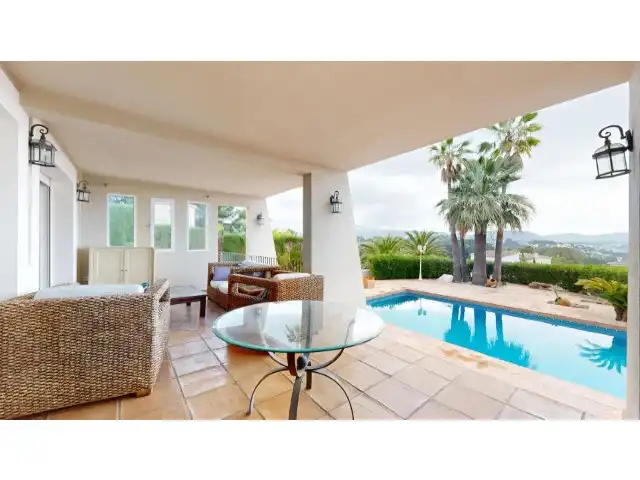 Vista exterior de Casa o chalet en venta en Moraira con Aire acondicionado, Calefacción y Jardín privado