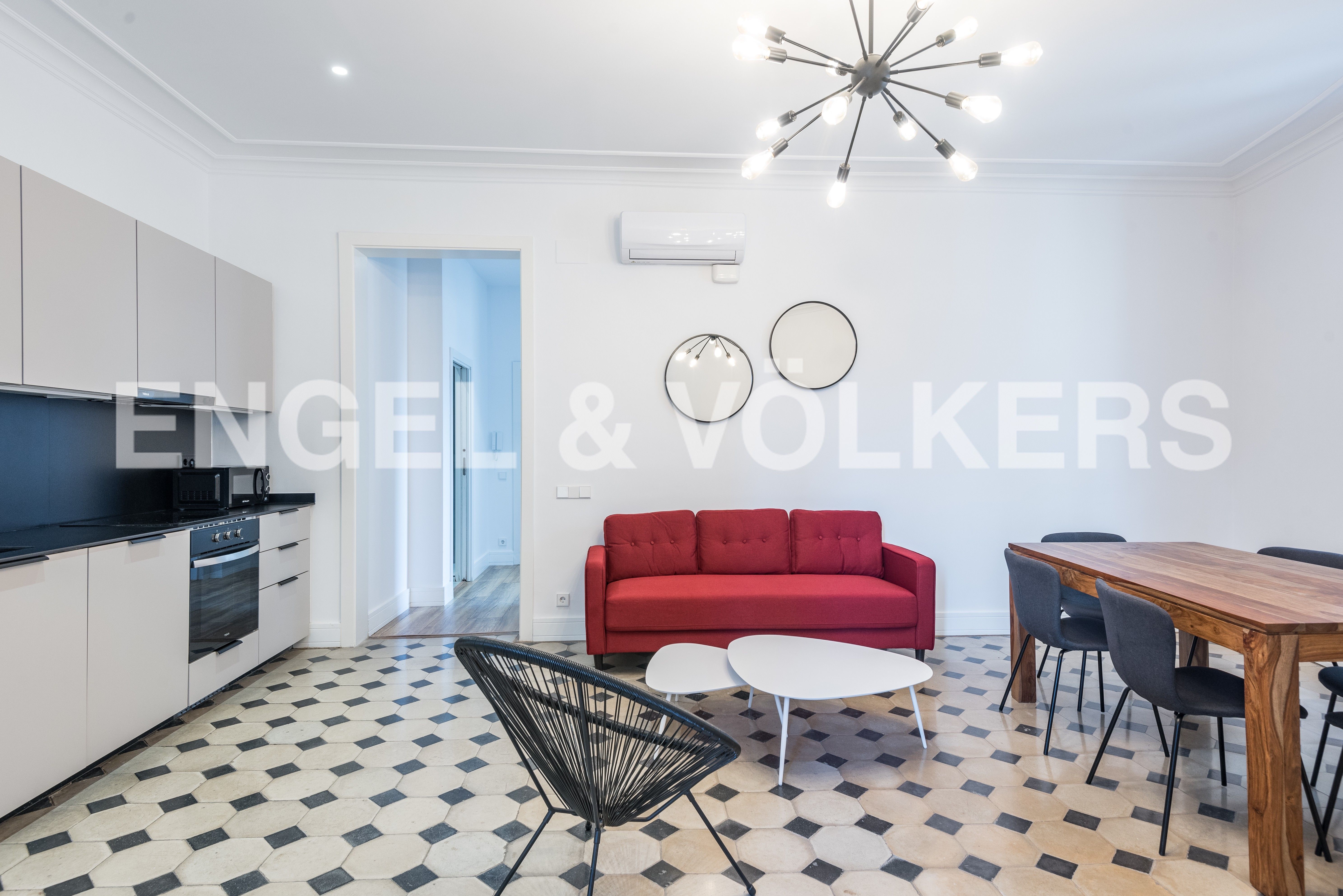 Sala de estar de Apartamento de alquiler en  Barcelona Capital con Aire acondicionado, Calefacción y Parquet