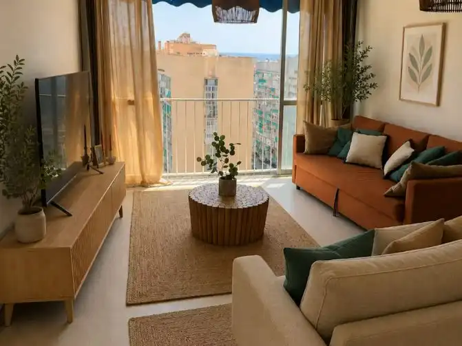 Living room of Flat for rent in Benidorm  with Air Conditioner, Heating and Parquet flooring