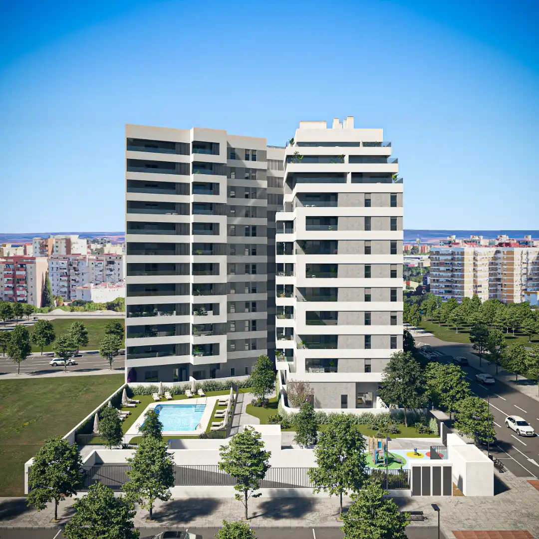 Außenansicht von Wohnung zum Verkauf in  Sevilla Capital mit Klimaanlage, Heizung und Privatgarten