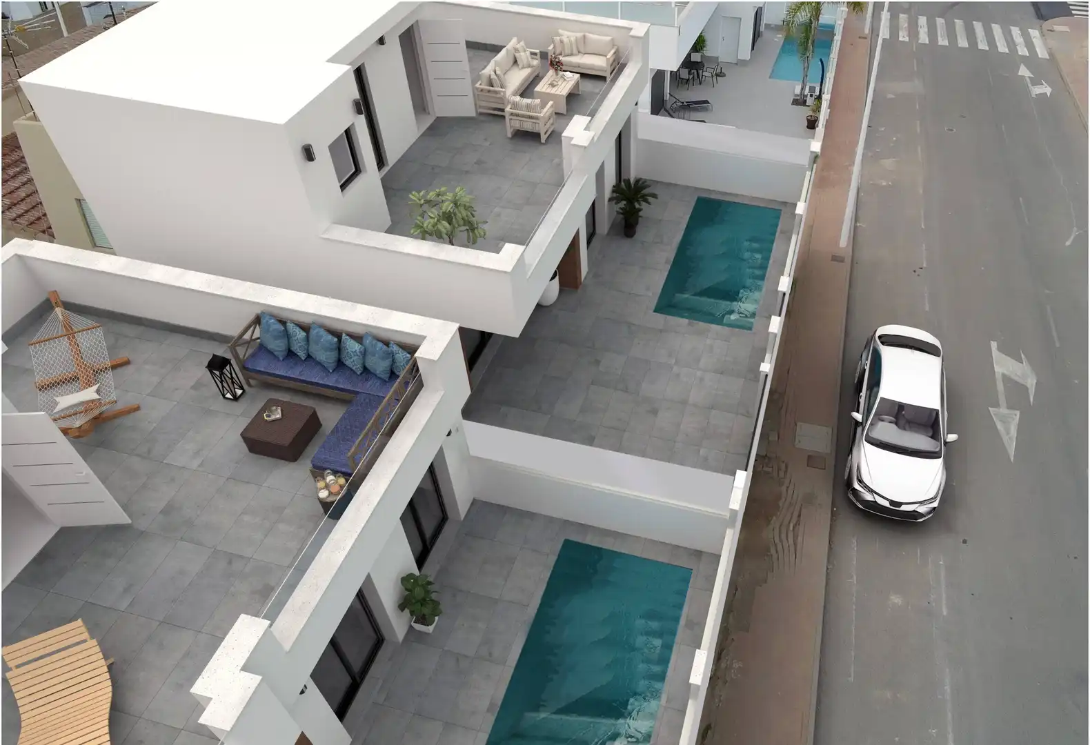 Vista exterior de Casa o chalet en venta en San Pedro del Pinatar con Jardín privado, Terraza y Piscina