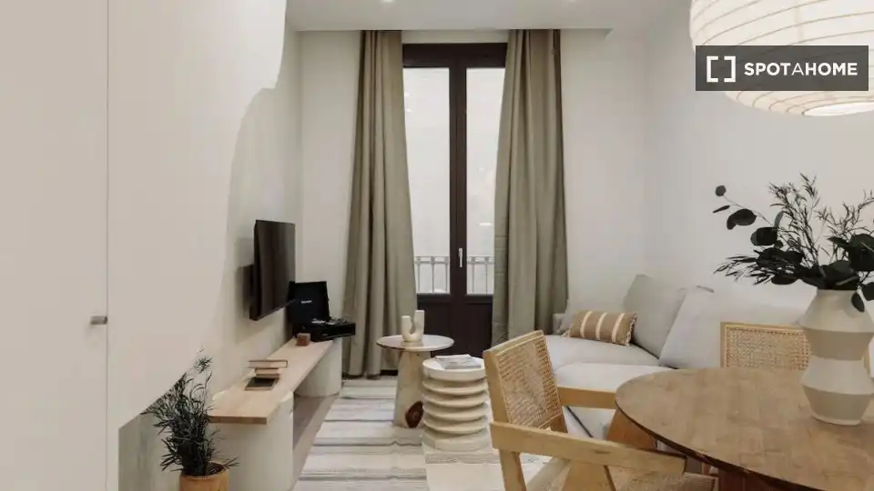 Sala de estar de Piso de alquiler en  Barcelona Capital con Aire acondicionado, Calefacción y Amueblado