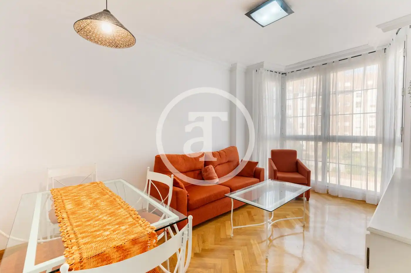 Living room of Flat for rent in Madrid  with Air Conditioner, Heating and Furnished