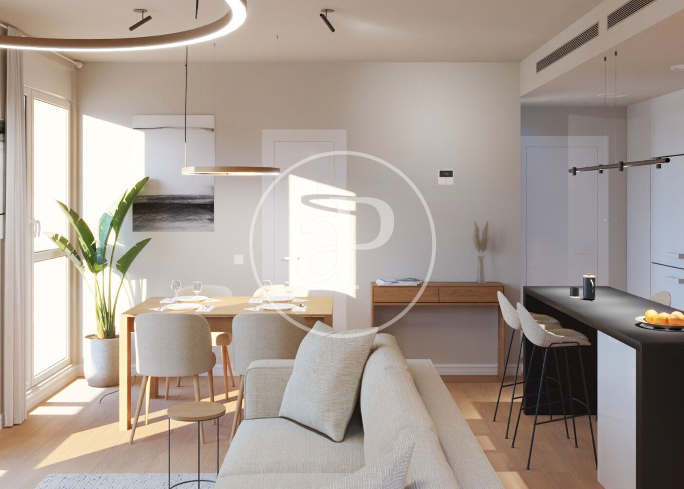 Sala d'estar de Pis de lloguer en Mataró amb Aire condicionat, Calefacció i Jardí privat