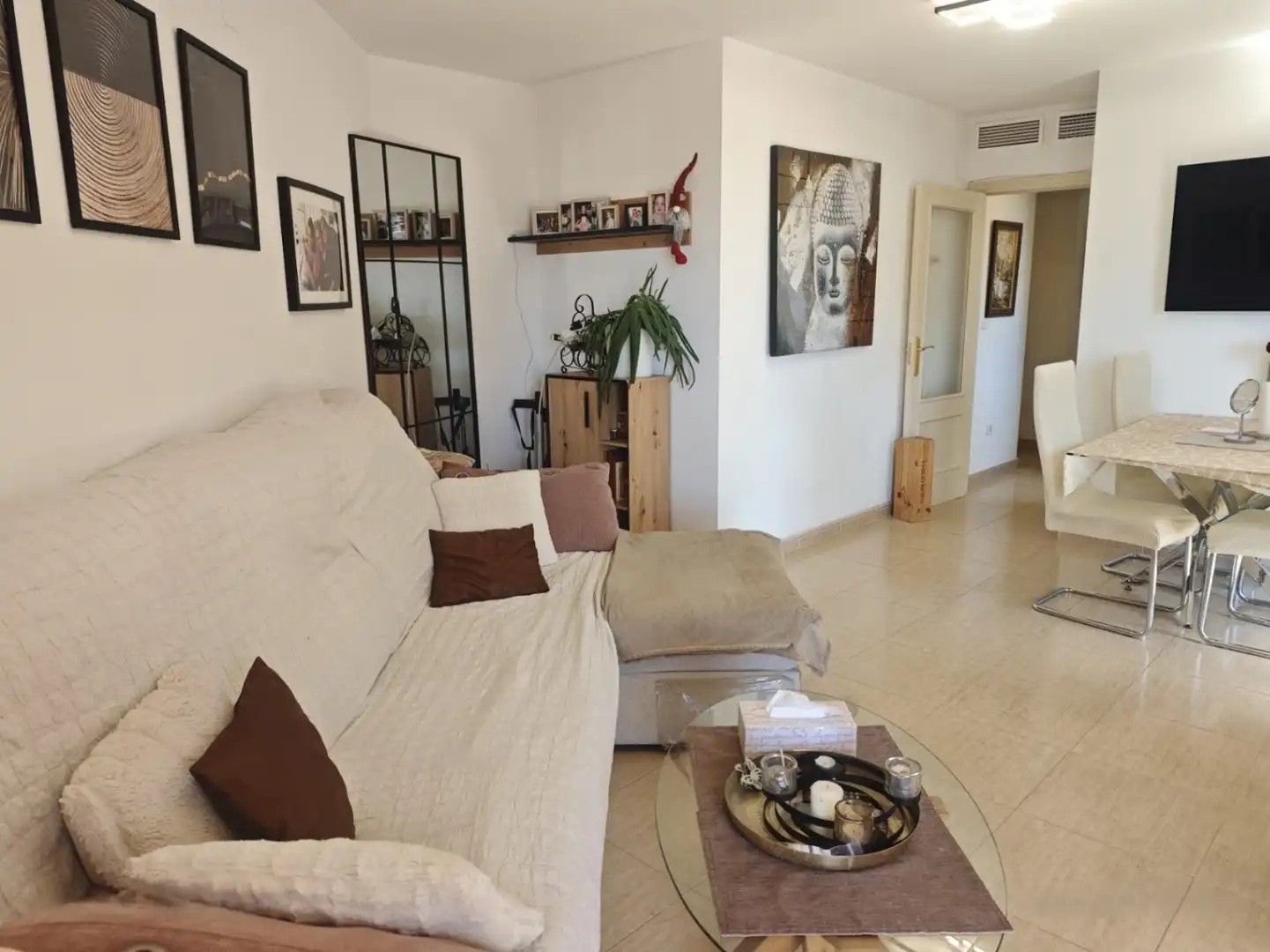 Sala d'estar de Apartament en venda en Calpe / Calp amb Aire condicionat, Calefacció i Jardí privat