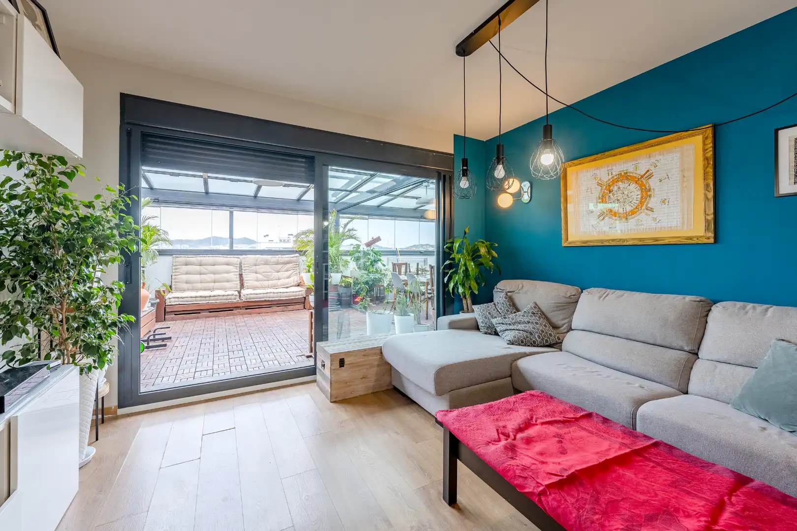 Sala de estar de Ático en venta en Sant Adrià de Besòs con Aire acondicionado, Calefacción y Parquet