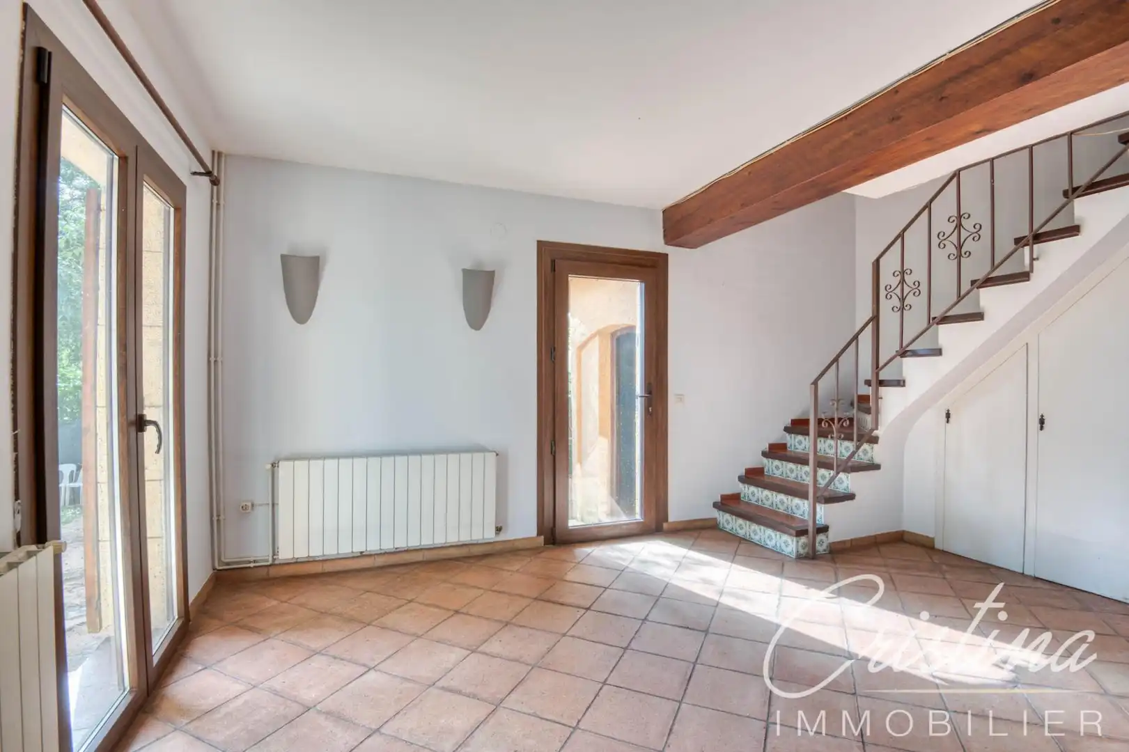 Sala de estar de Casa adosada en venta en Santa Cristina d'Aro con Calefacción, Jardín privado y Terraza