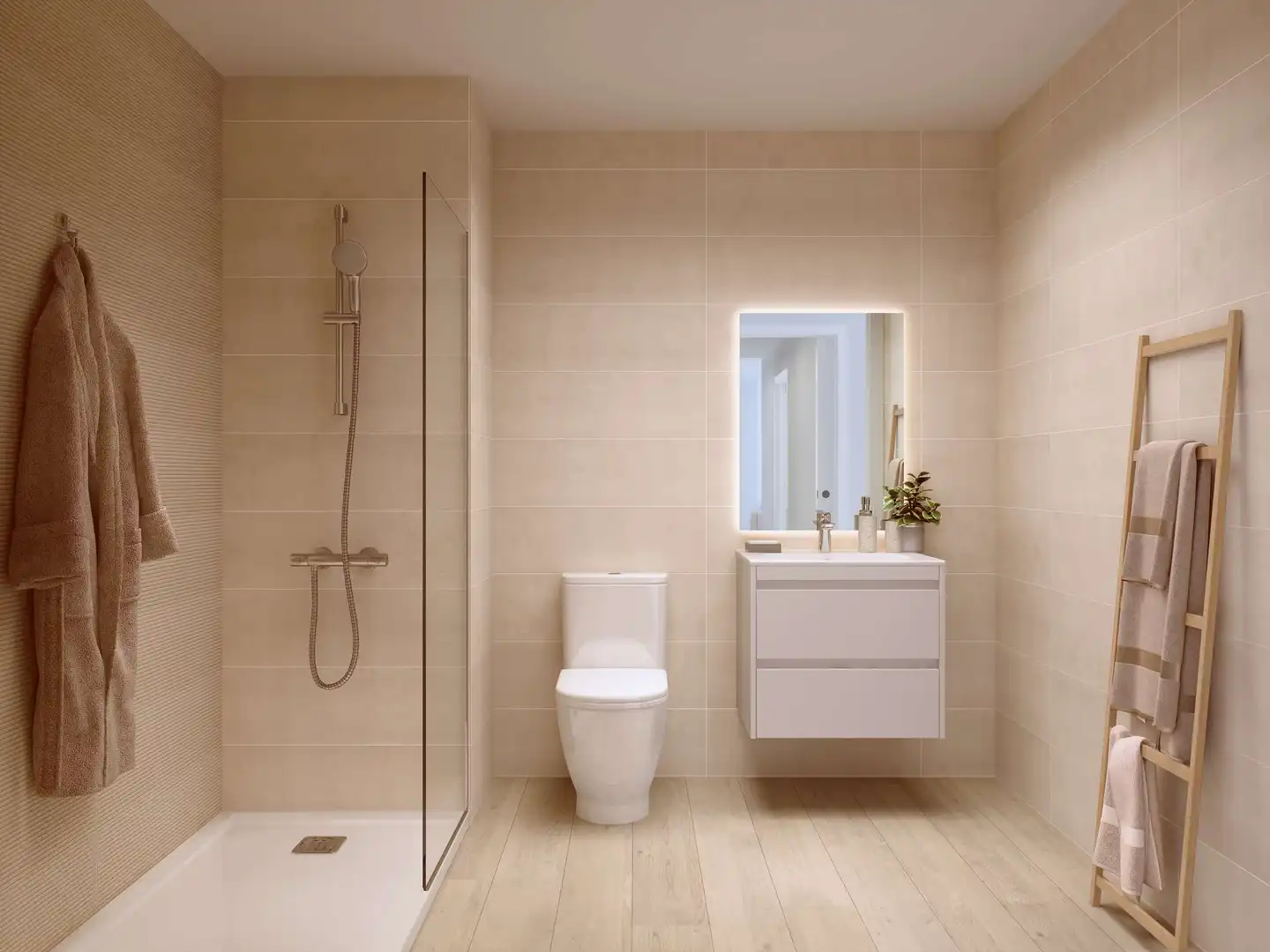 Badezimmer von Dachboden zum Verkauf in Torredembarra mit Klimaanlage, Heizung und Privatgarten