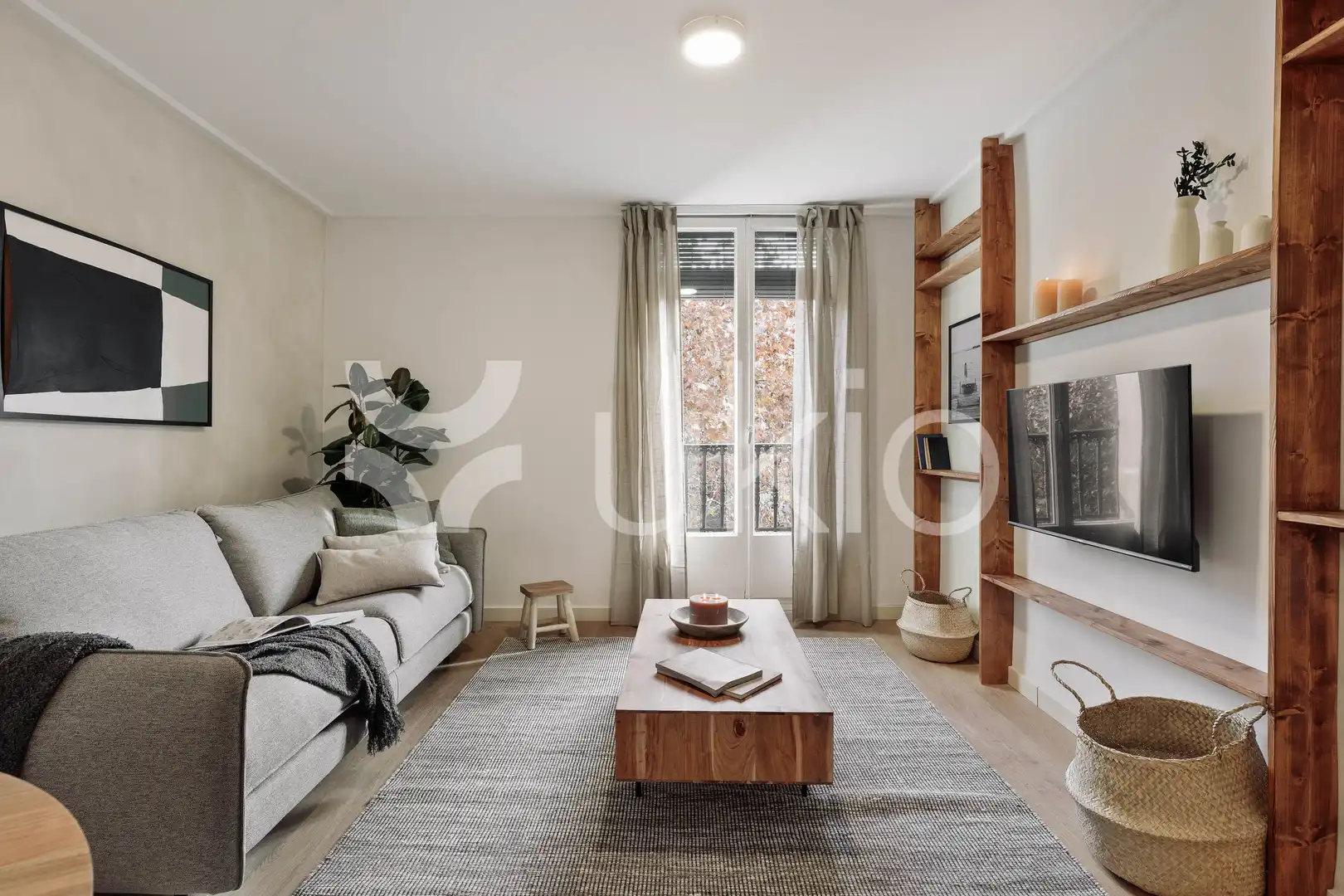 Sala de estar de Apartamento de alquiler en Barcelona con Aire acondicionado, Calefacción y Amueblado