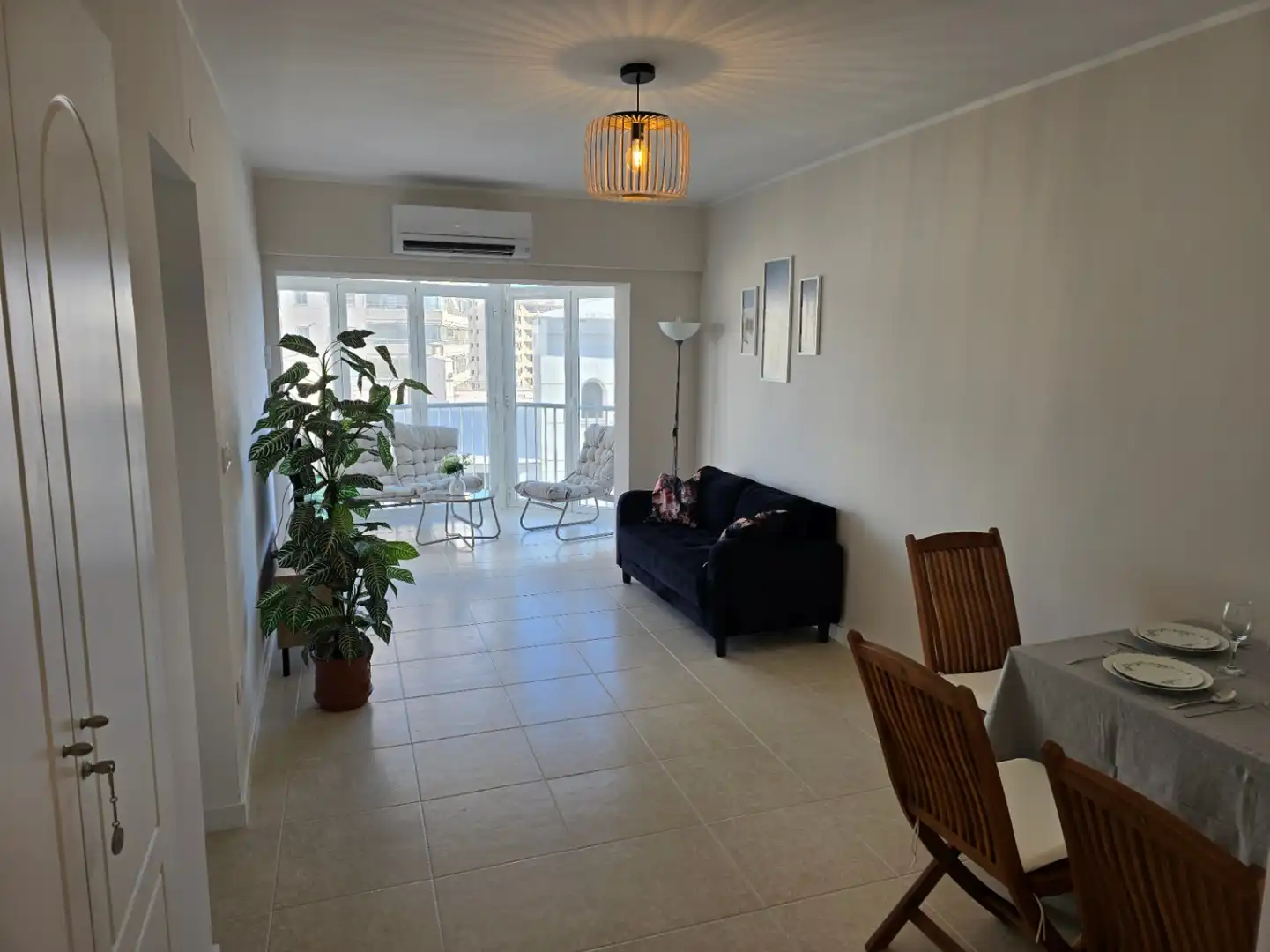 Wohnzimmer von Wohnungen zum Verkauf in Calpe / Calp mit Klimaanlage, Heizung und Privatgarten