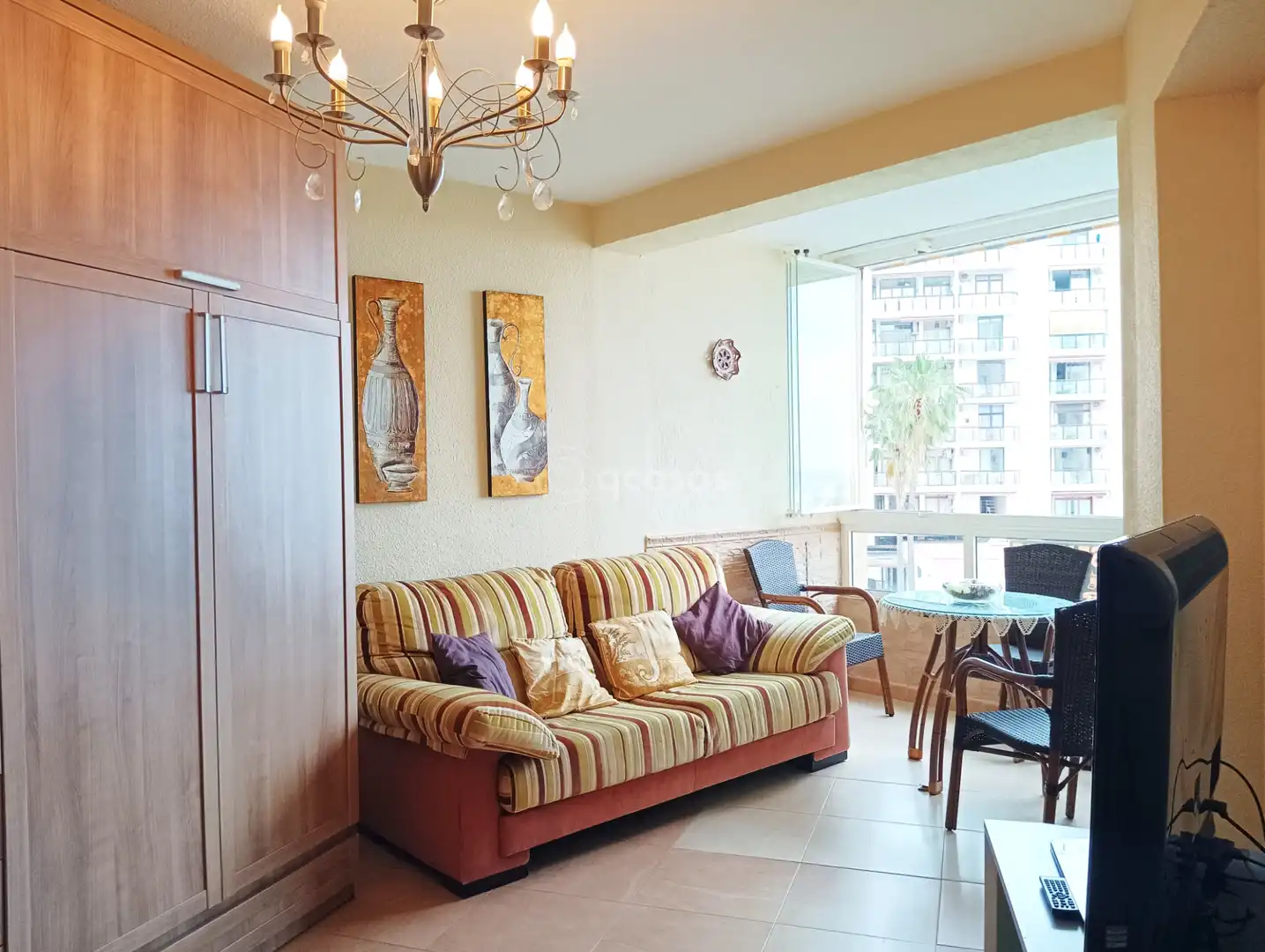 Sala de estar de Apartamento en venta en Benalmádena con Aire acondicionado, Amueblado y Lavadora