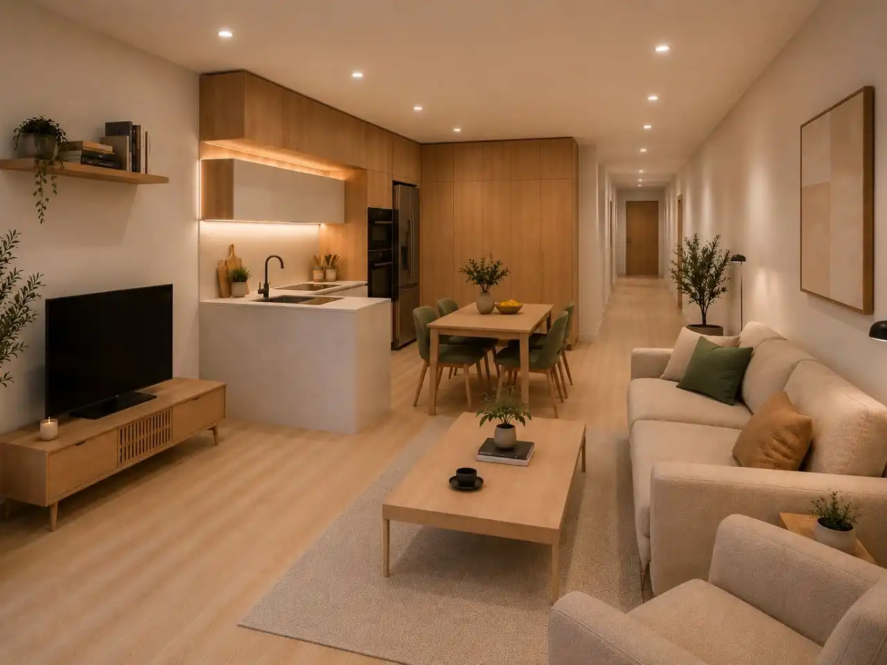 Wohnzimmer von Wohnungen zum Verkauf in Felanitx mit Klimaanlage, Privatgarten und Terrasse