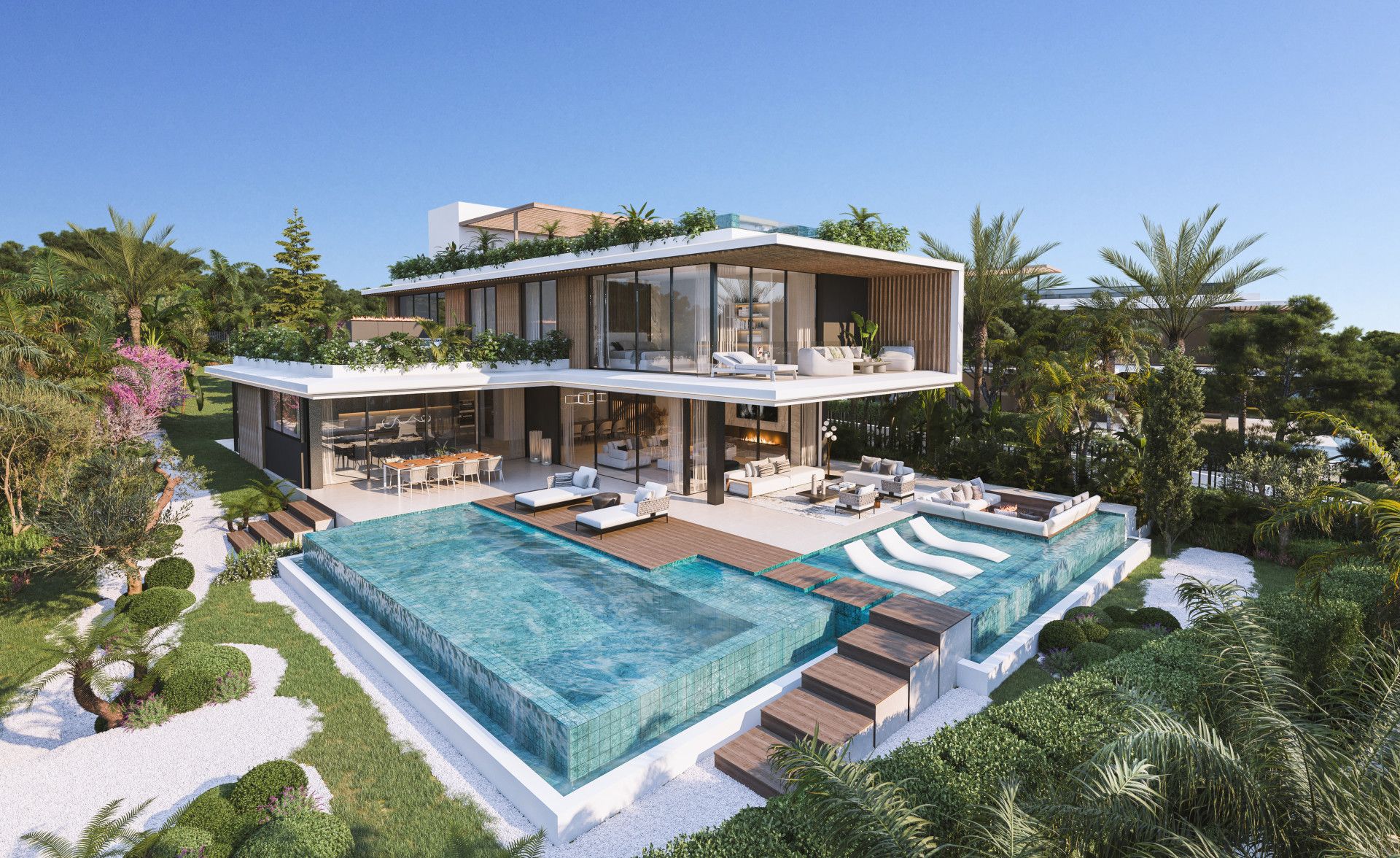 Vista exterior de Casa o xalet en venda en Marbella amb Aire condicionat, Jardí privat i Terrassa