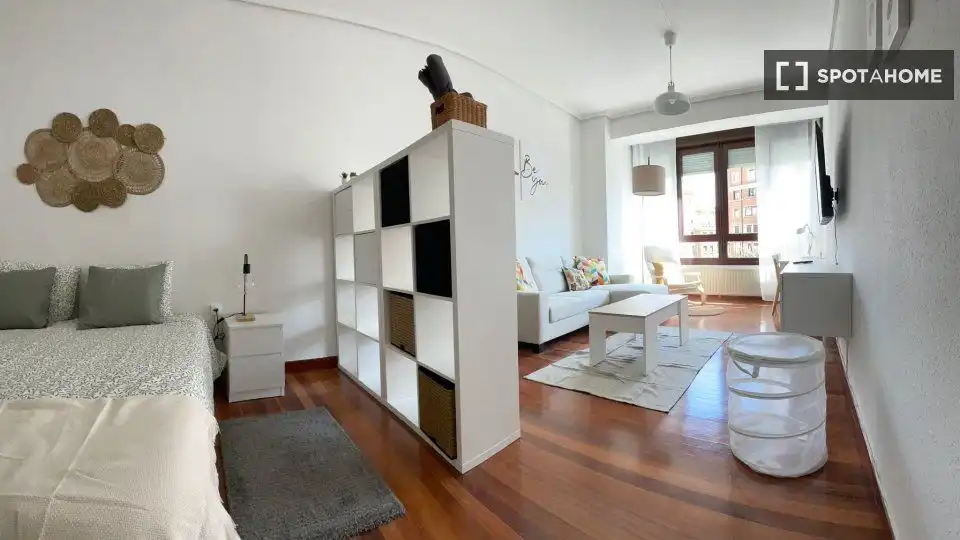 Sala de estar de Piso para compartir en Bilbao  con Aire acondicionado y Terraza
