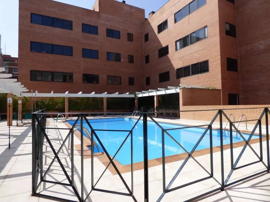 Swimming pool of Flat for rent in Madrid  with Air Conditioner, Heating and Private garden