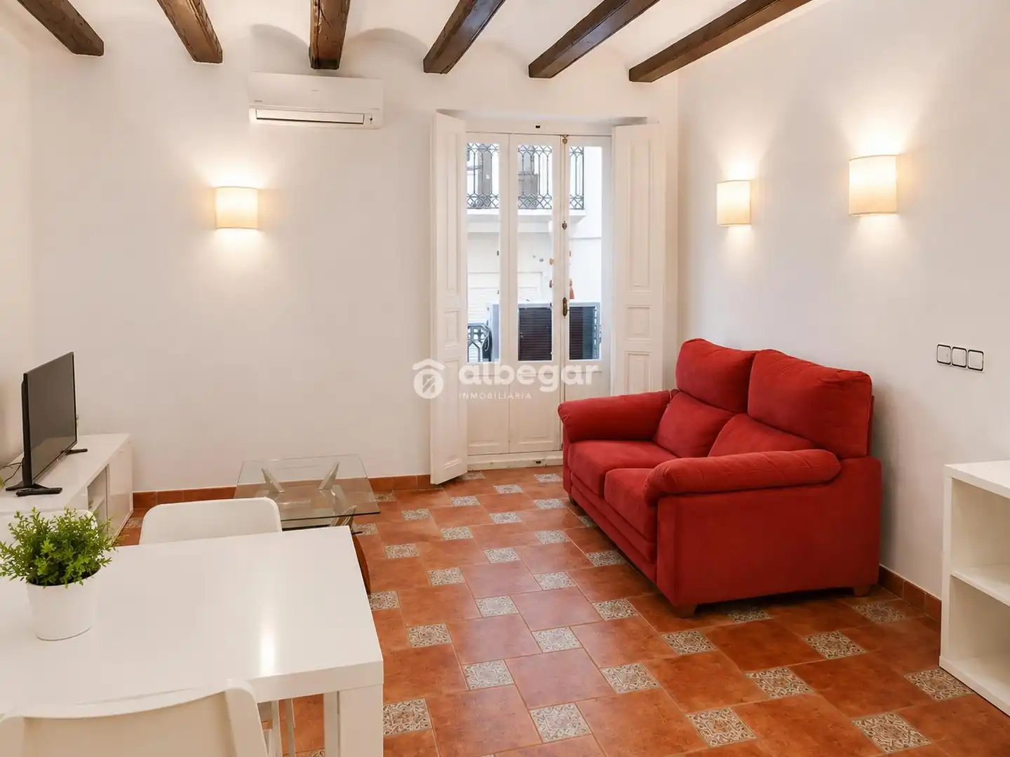Living room of Flat for rent in Valencia  with Air Conditioner and Furnished