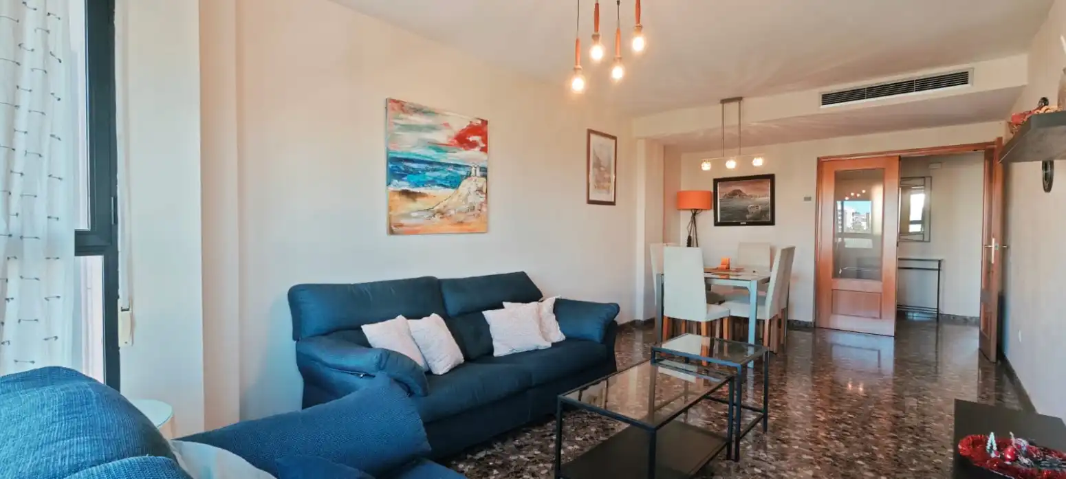 Living room of Flat for rent in Valencia  with Air Conditioner, Furnished and Balcony