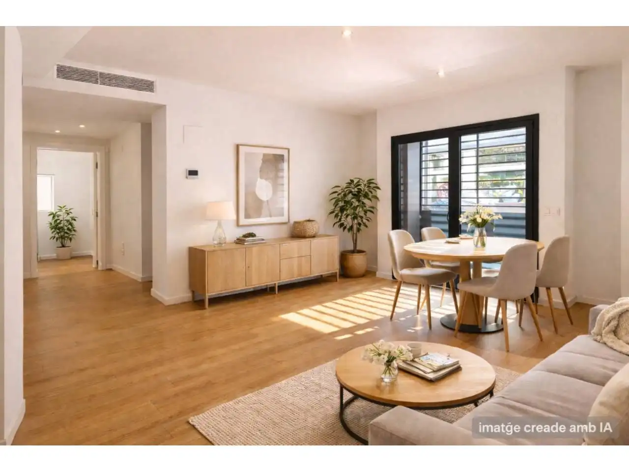 Living room of Flat for sale in Sabadell  with Air Conditioner, Parquet flooring and Balcony