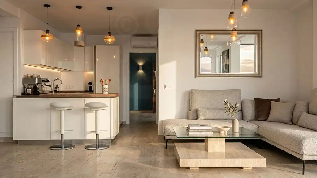 Sala d'estar de Apartament en venda en Santanyí amb Aire condicionat, Jardí privat i Terrassa