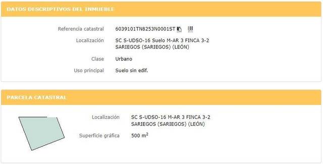 Terreno residencial en Venta en Calle S-UDSO-16 en Sariegos