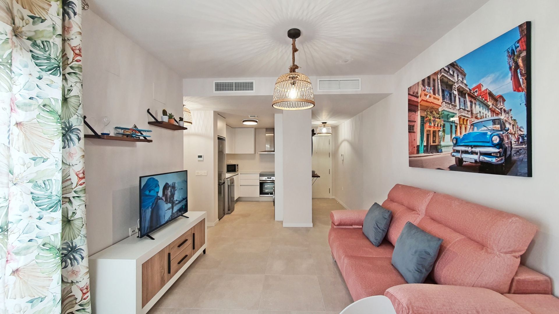 Sala de estar de Apartamento de alquiler en Oliva con Aire acondicionado, Calefacción y Terraza