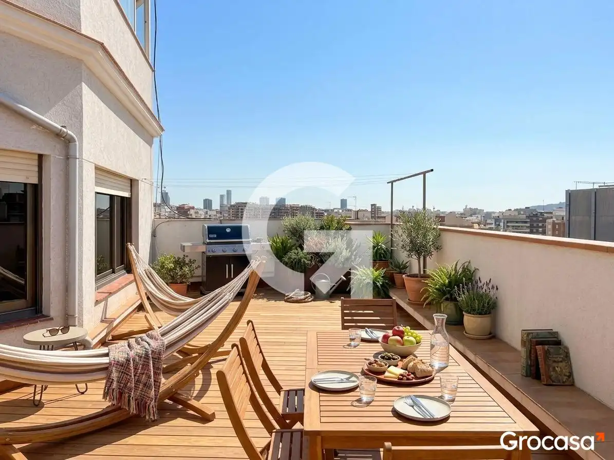 Terrace of Flat for sale in Barcelona  with Private garden, Terrace and Oven