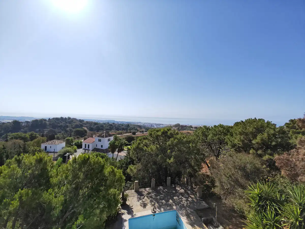 Vista exterior de Casa o xalet en venda en Estepona amb Aire condicionat, Jardí privat i Terrassa