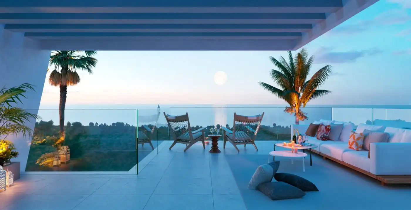 Terraza de Casa adosada en venta en Mijas con Aire acondicionado, Calefacción y Jardín privado
