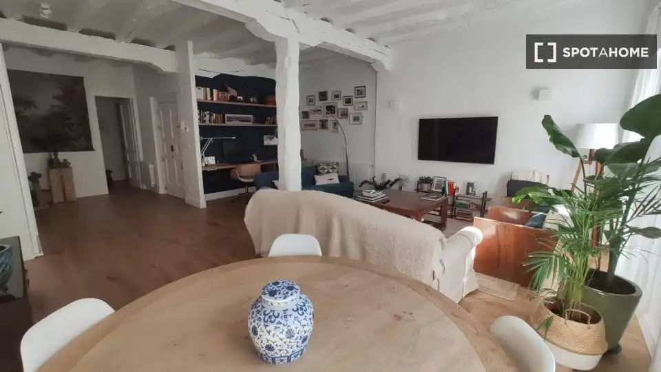 Wohnzimmer von Wohnungen zur untervermieten in Bilbao  mit Klimaanlage, Terrasse und Möbliert