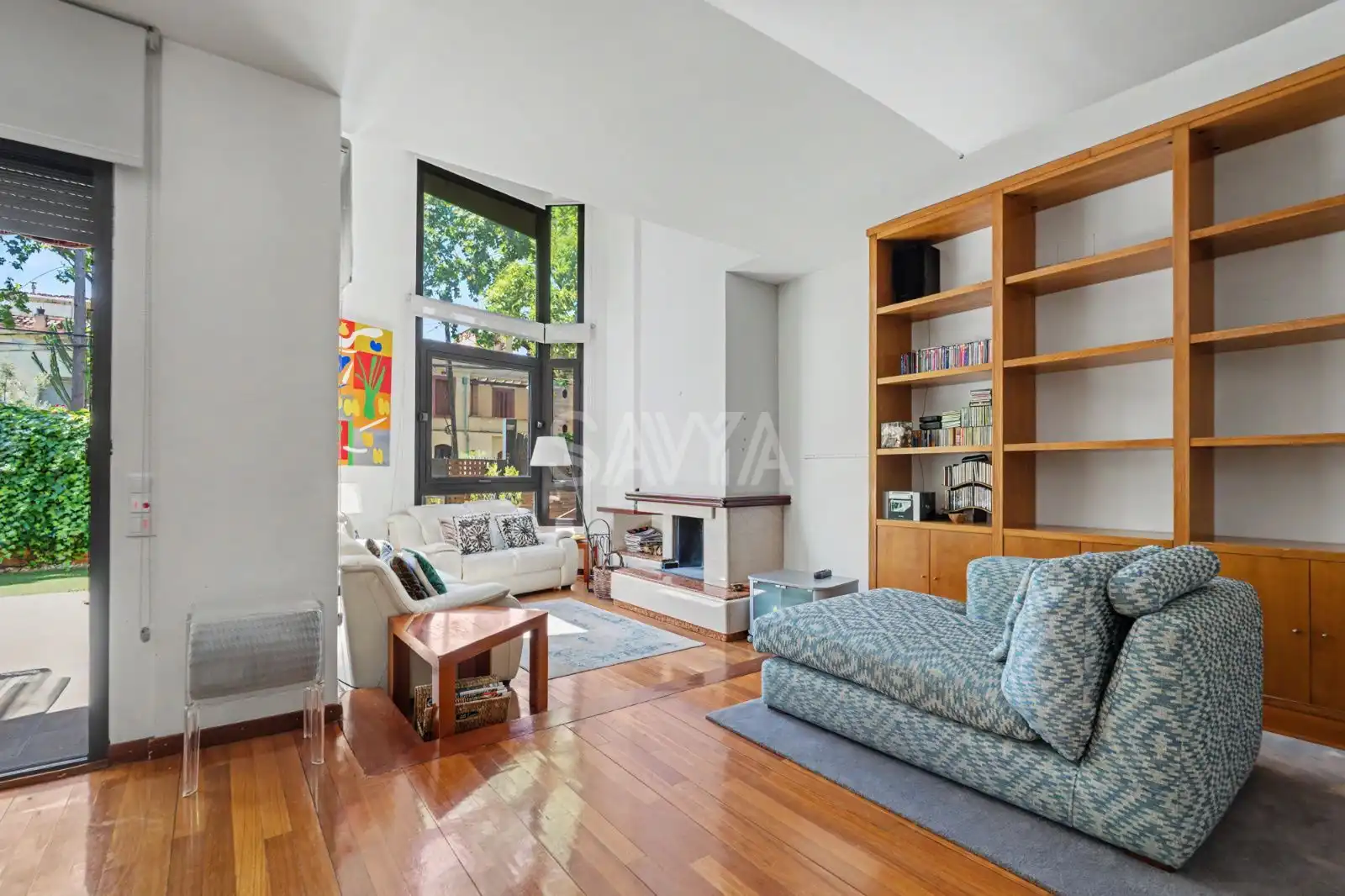 Sala de estar de Casa adosada de alquiler en Barcelona con Aire acondicionado, Calefacción y Parquet