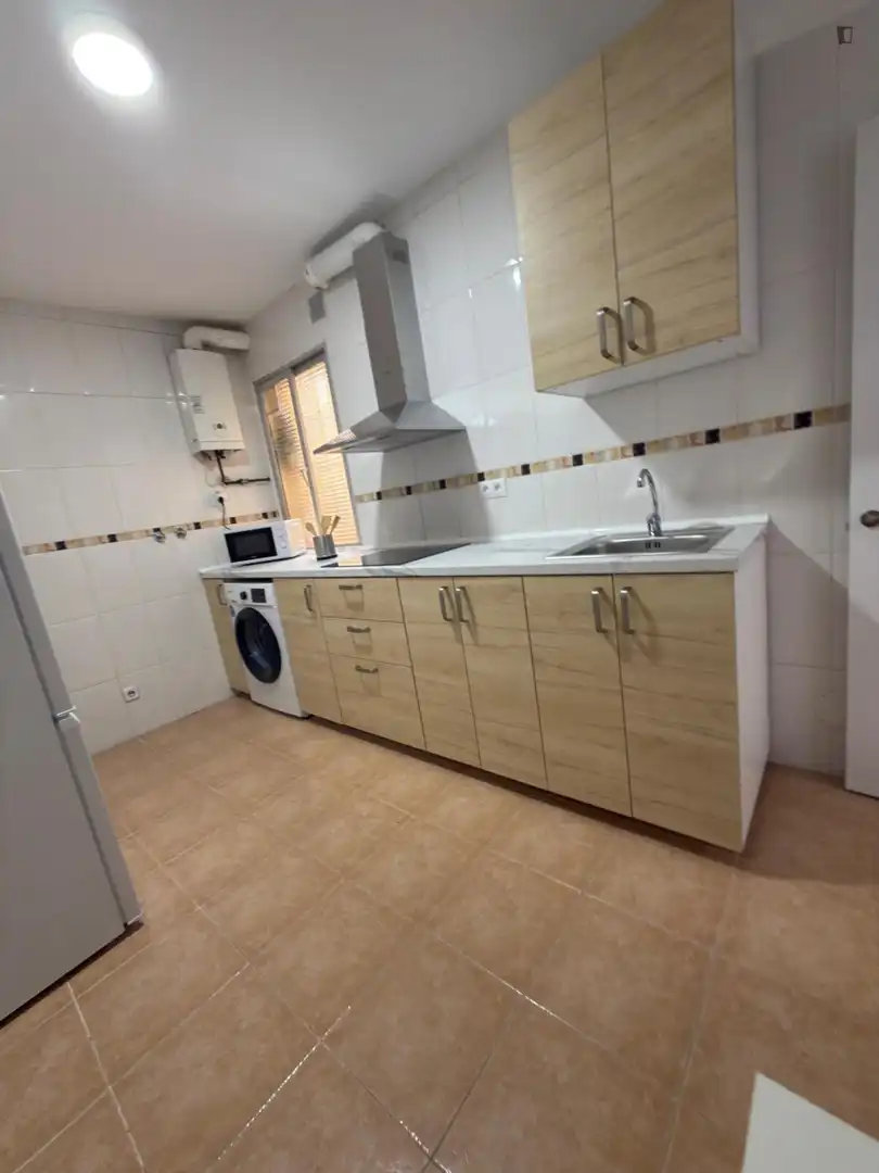 Kitchen of Apartments for share in Madrid  with Heating, Furnished and Washing machine