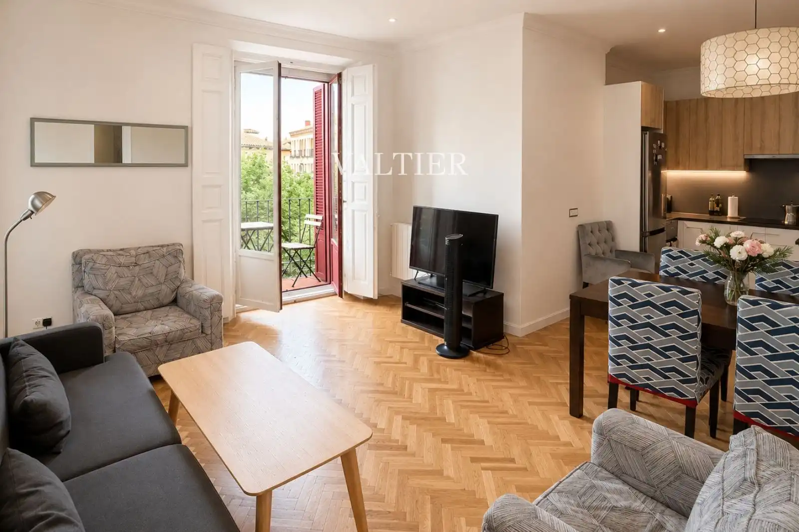 Sala de estar de Piso de alquiler en Madrid con Aire acondicionado, Terraza y Amueblado