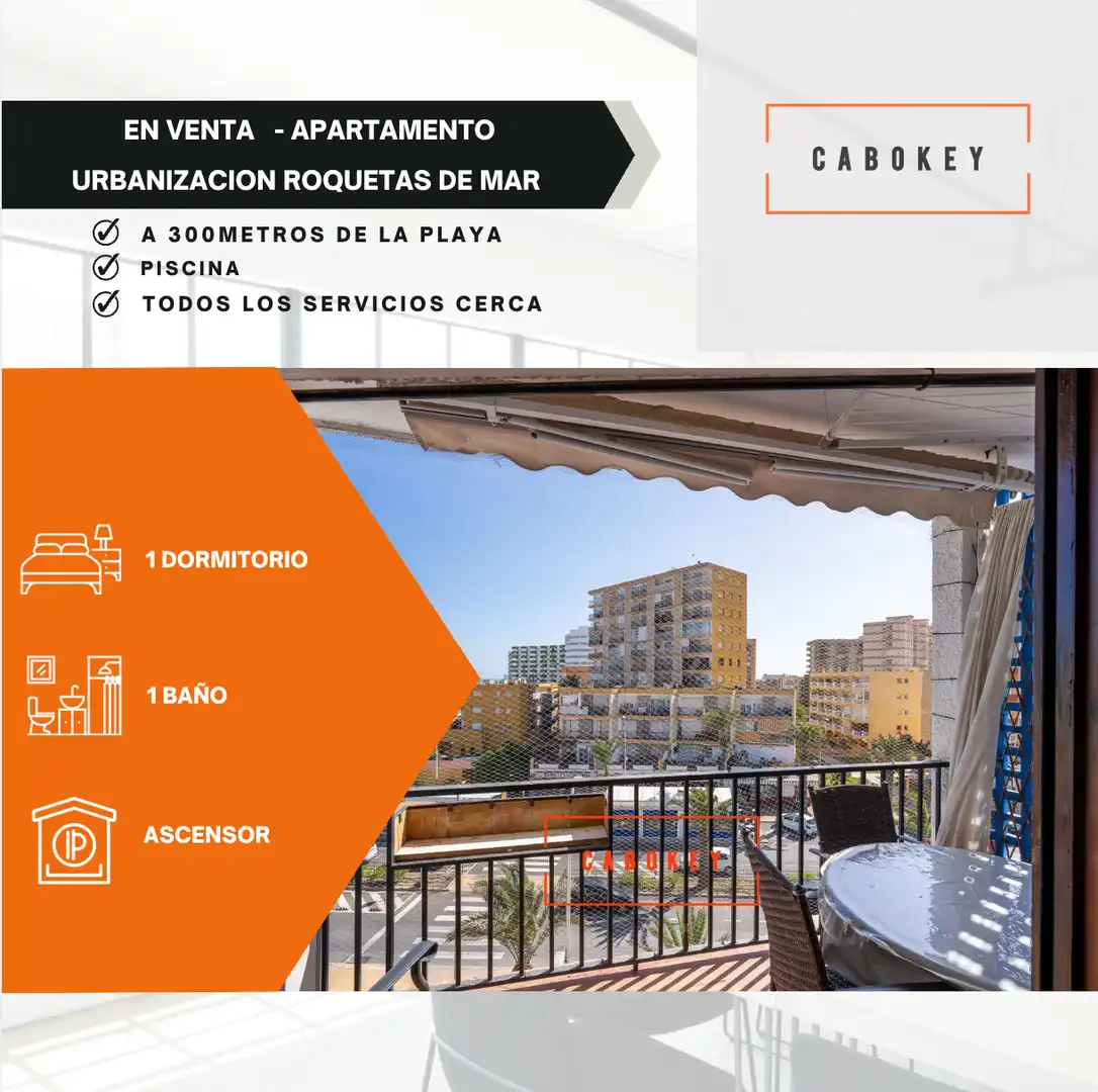 Vista exterior de Apartament en venda en Roquetas de Mar amb Aire condicionat, Moblat i Piscina comunitària