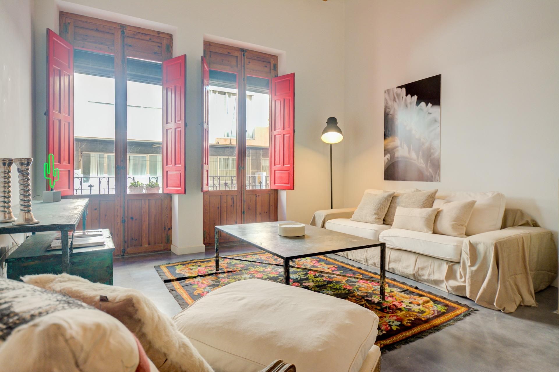 Sala d'estar de Pis de lloguer en Alicante / Alacant amb Aire condicionat, Moblat i Balcó