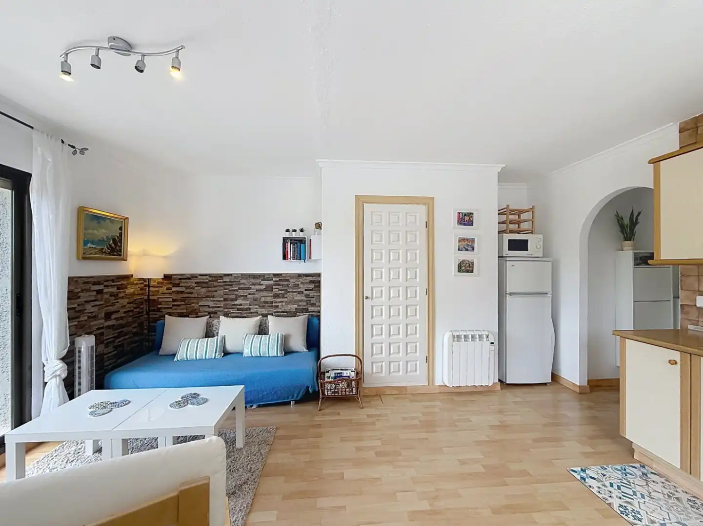 Sala d'estar de Apartament en venda en Benitachell / El Poble Nou de Benitatxell amb Aire condicionat, Terrassa i Piscina